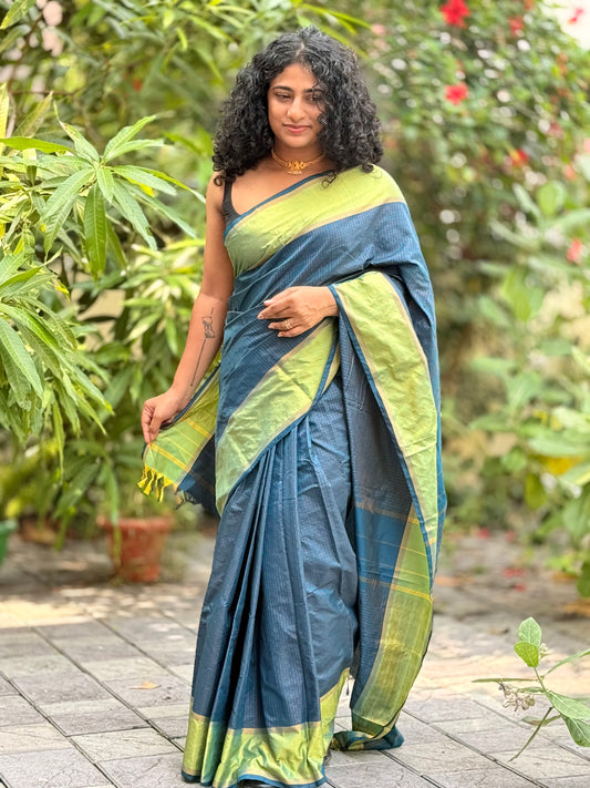 Semi Silk Contrast Border