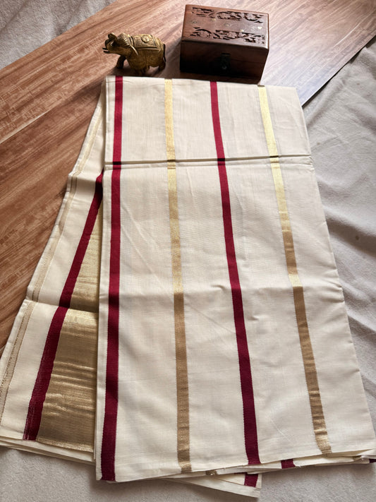 Stripe Kerala Cotton saree