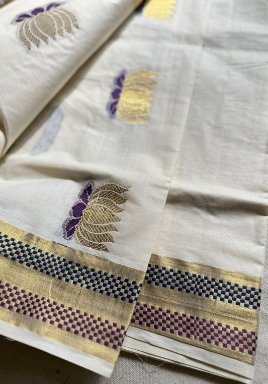 The off white Lotus saree