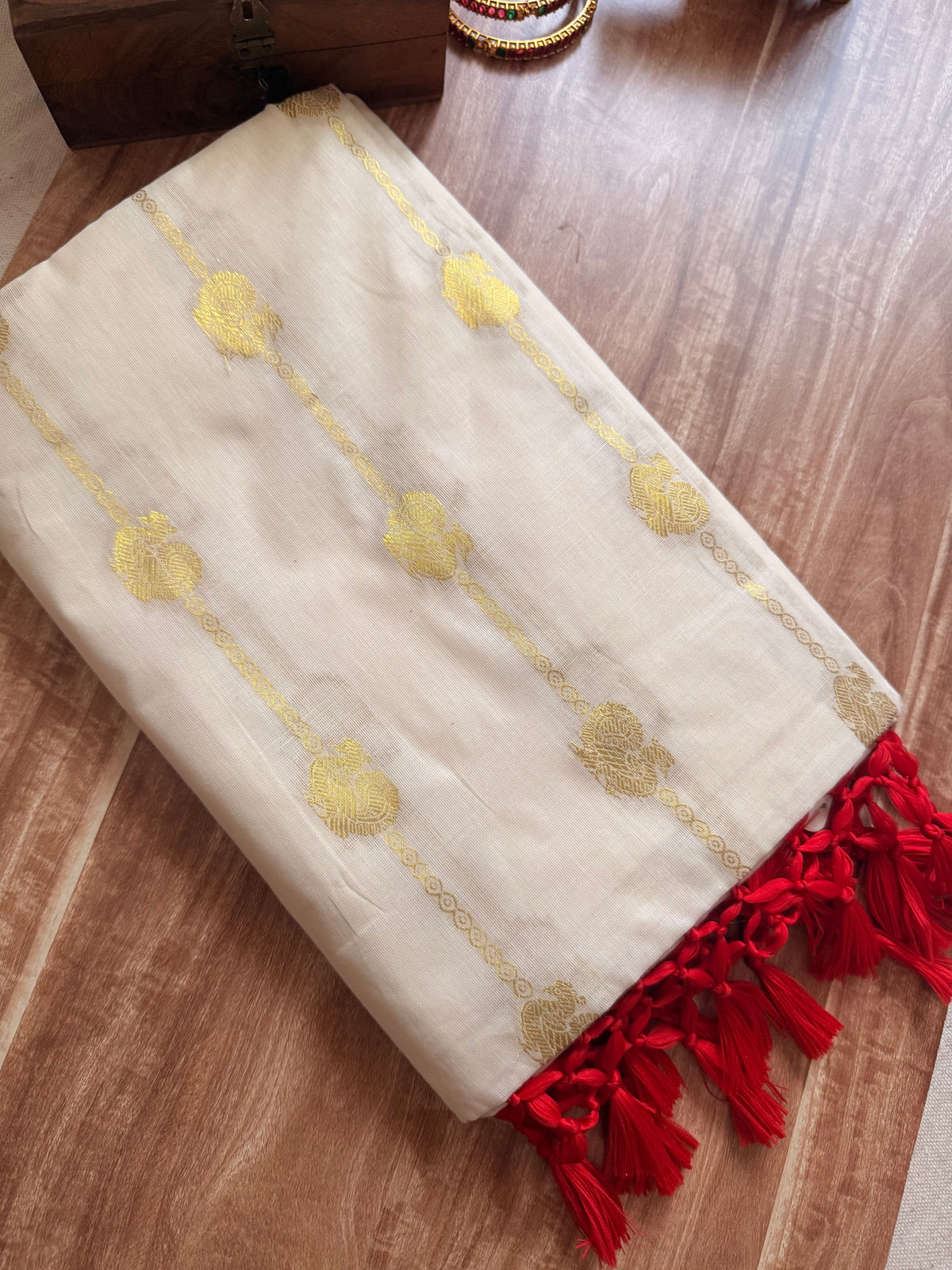 Peacock stripe Cotton saree