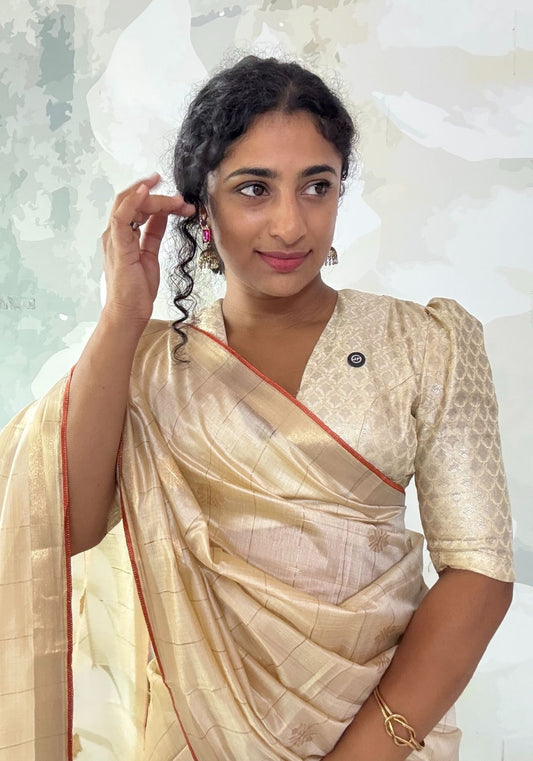 Check semi silk Saree