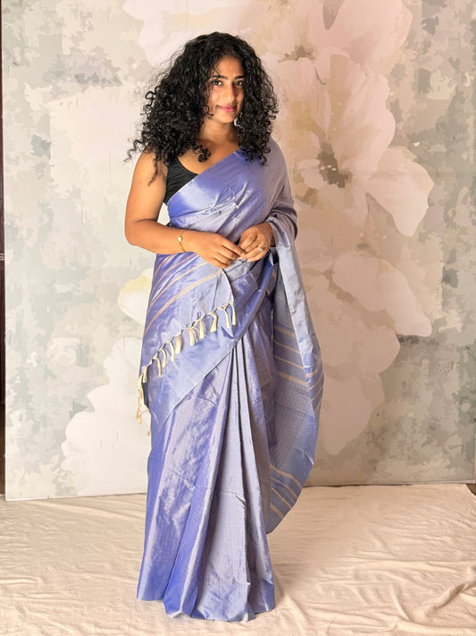 Semi Silk zari check saree