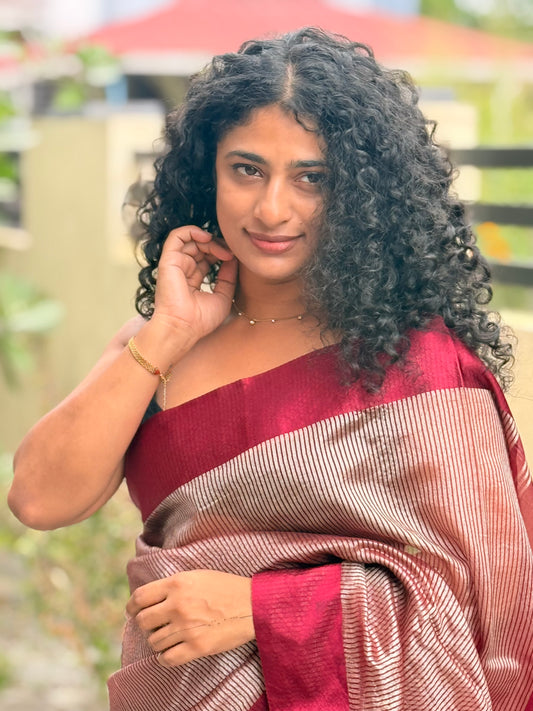 Organza stripe saree