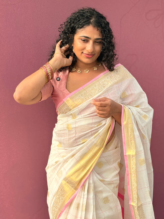 Semi Chandheri check saree