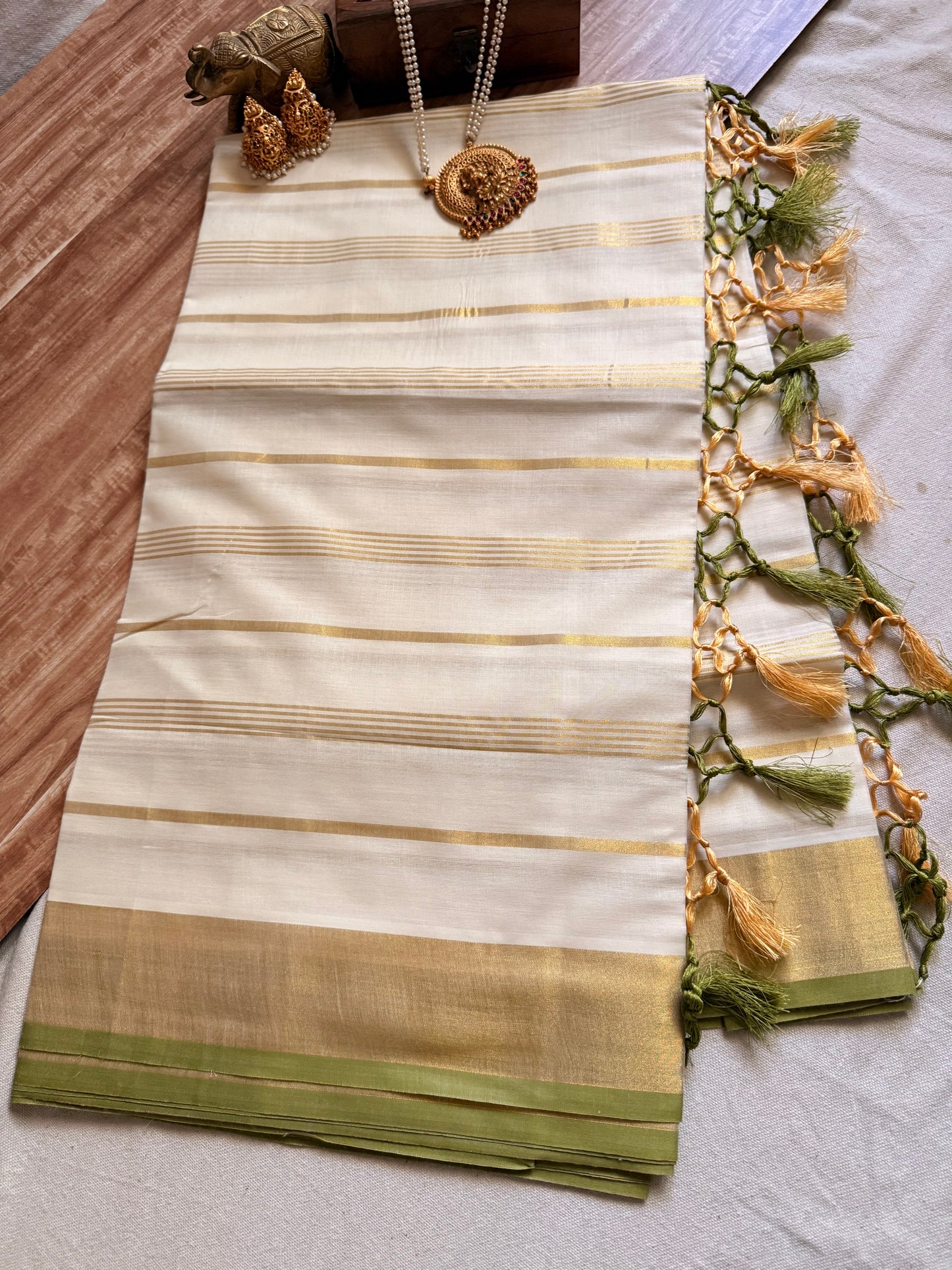 Stripe Cotton saree