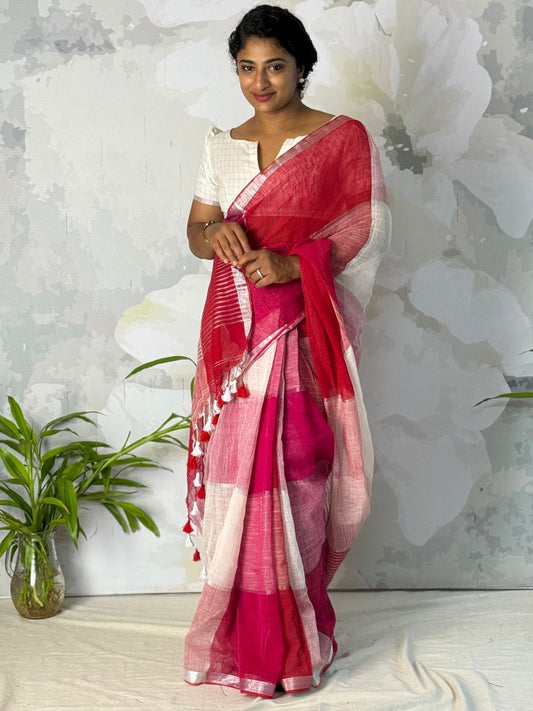 Check Linen Saree