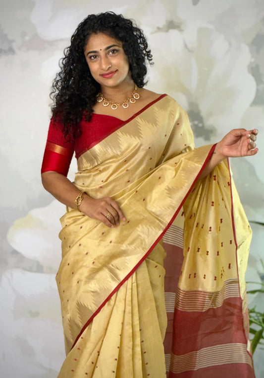 Temple saree semi silk