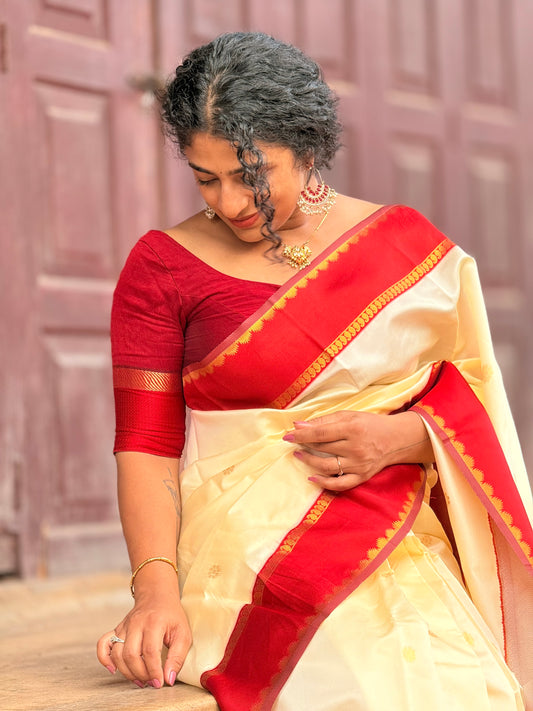Semi Silk off white saree