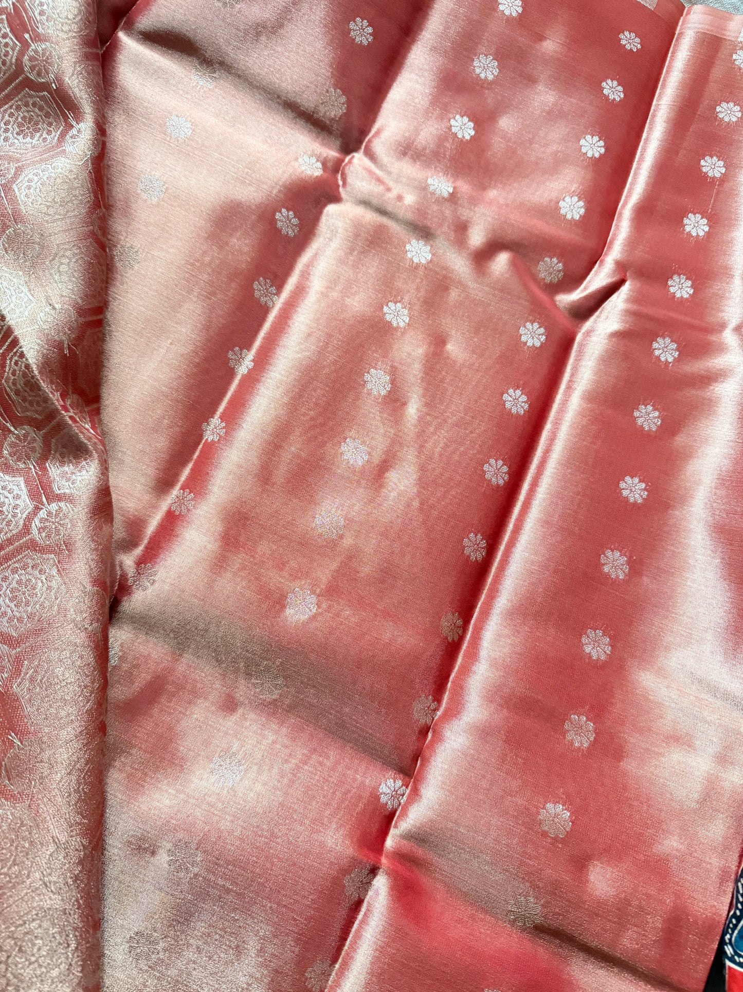 Blush Pink Tidsue Jacquard Saree