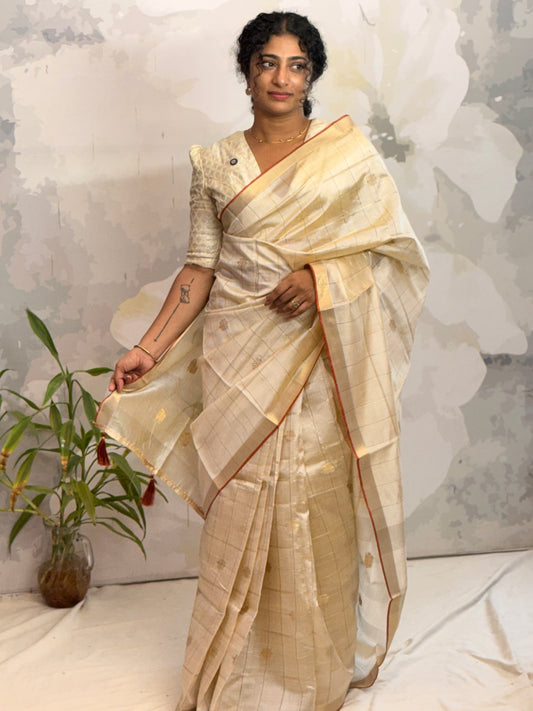 Check semi silk Saree
