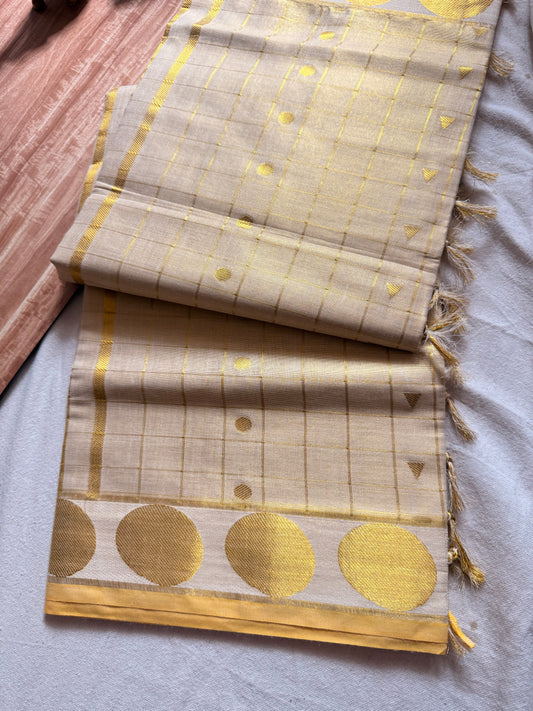 Tissue Cotton check saree