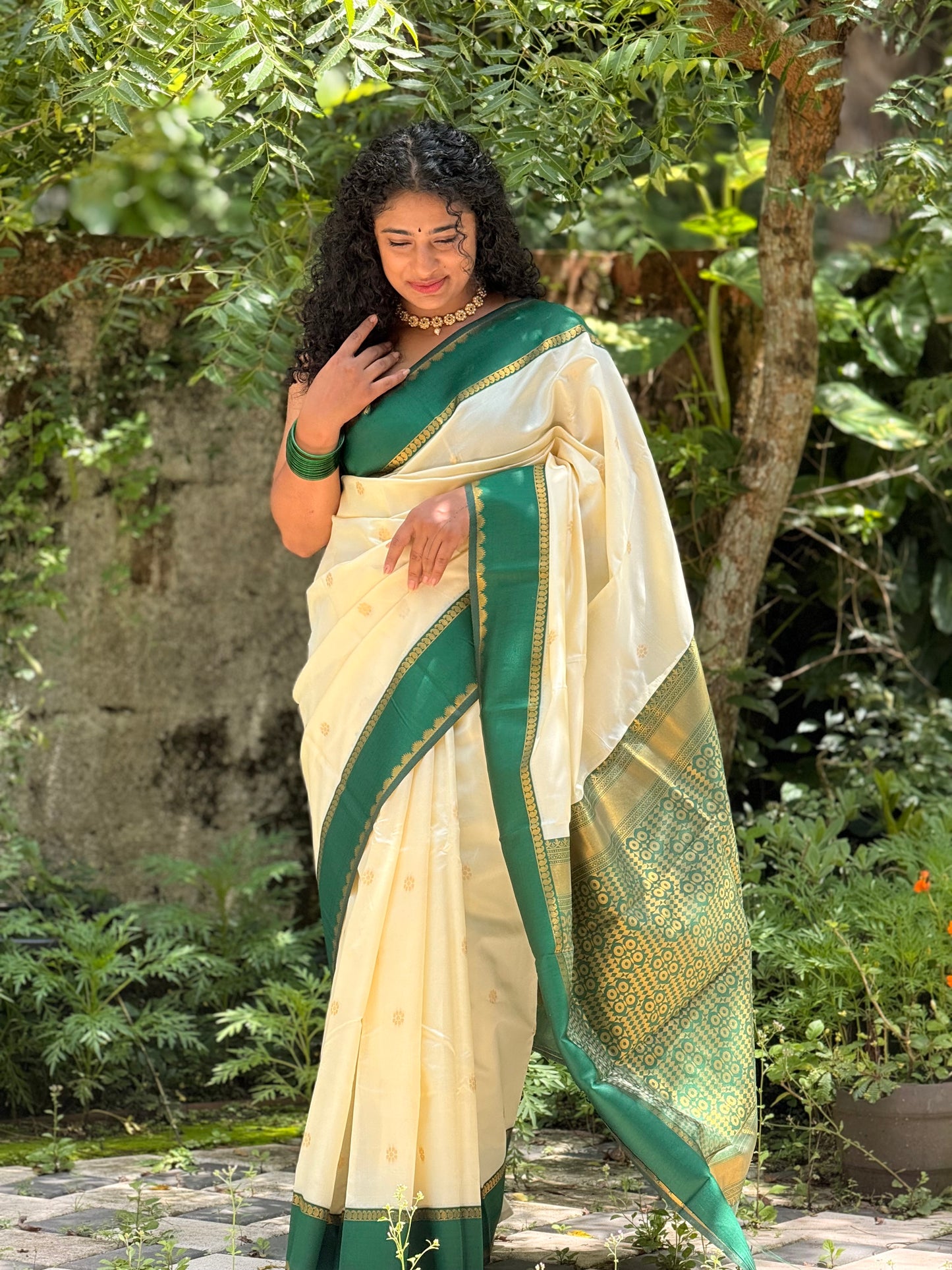 Semi Silk off white saree