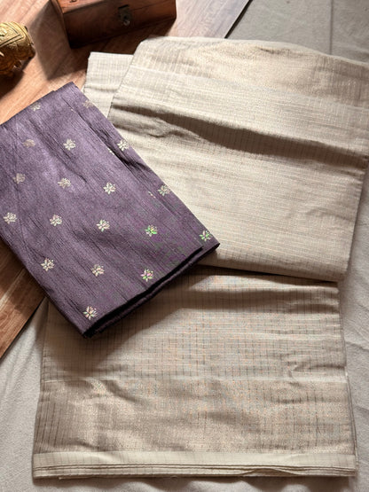 Tissue Cotton  check saree