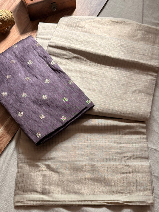 Tissue Cotton  check saree