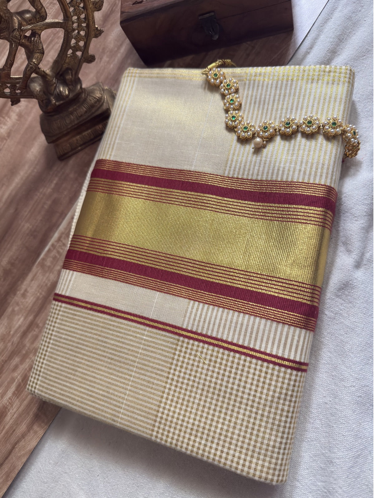 Tissue check Cotton saree