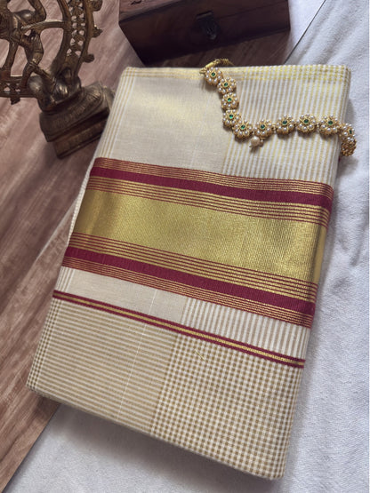 Tissue check Cotton saree