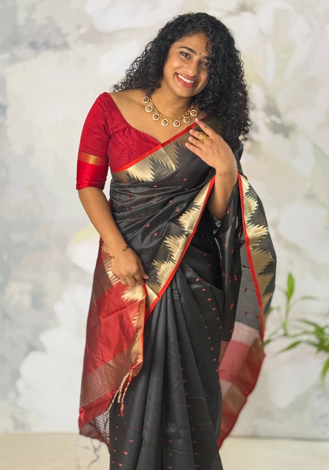 Temple saree semi silk