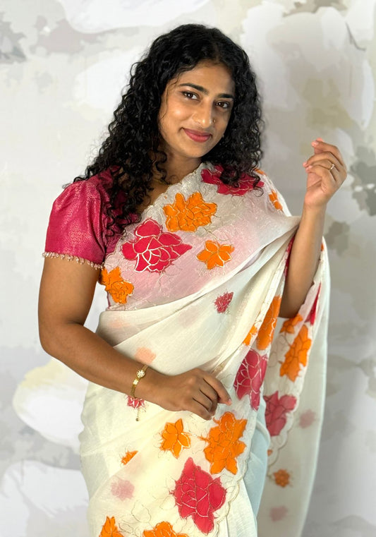 Crushed Organza saree