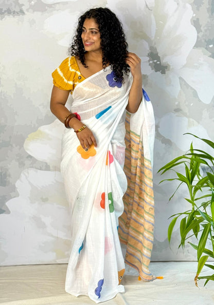 Florals Semi Linen saree