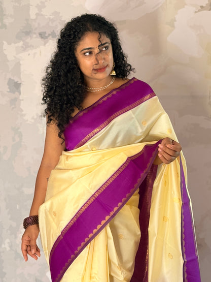 Semi Silk off white saree