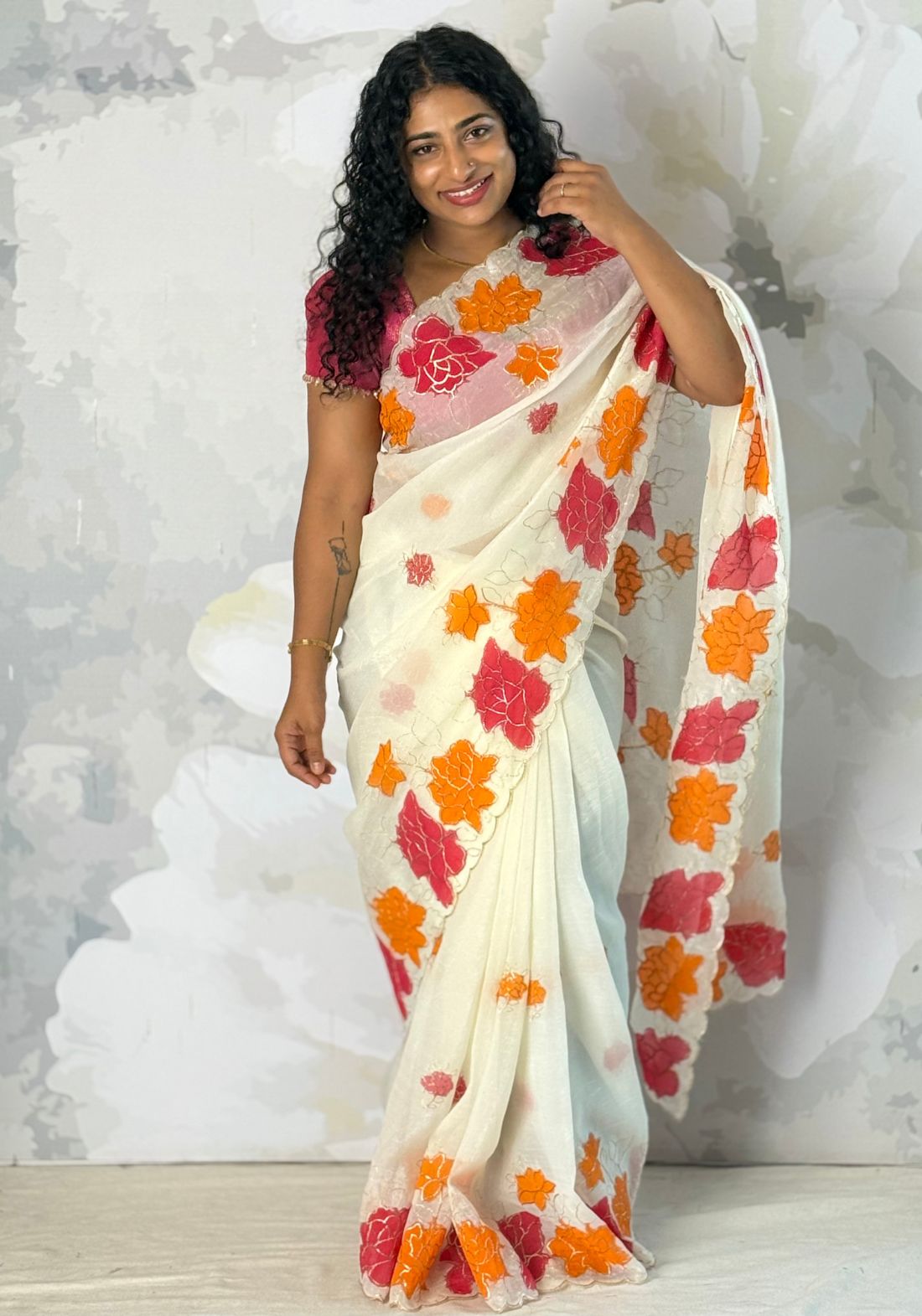 Crushed Organza saree