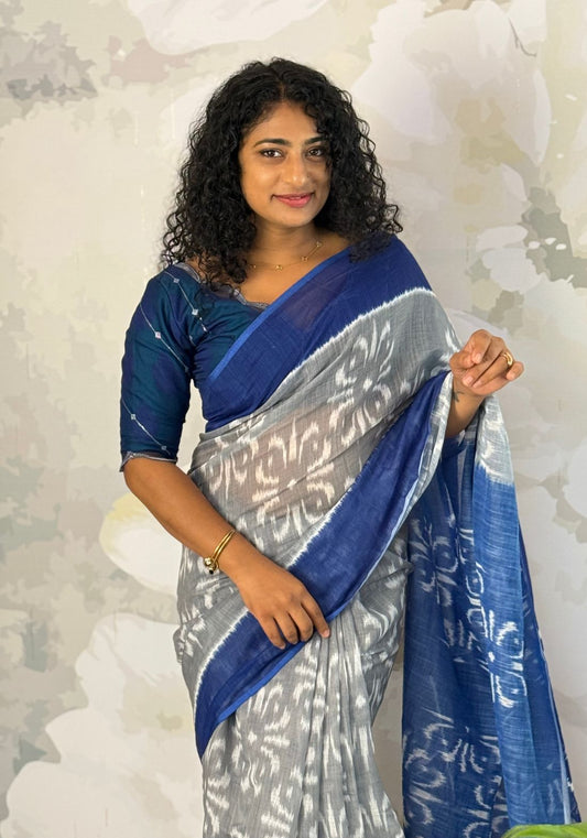 Ikat Semi Linen Saree