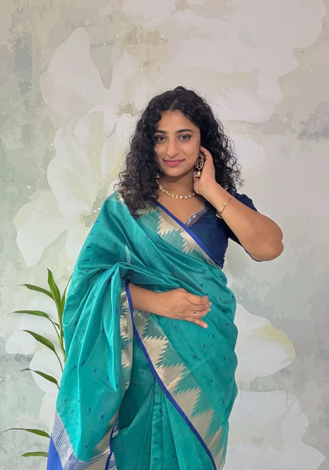 Temple saree semi silk