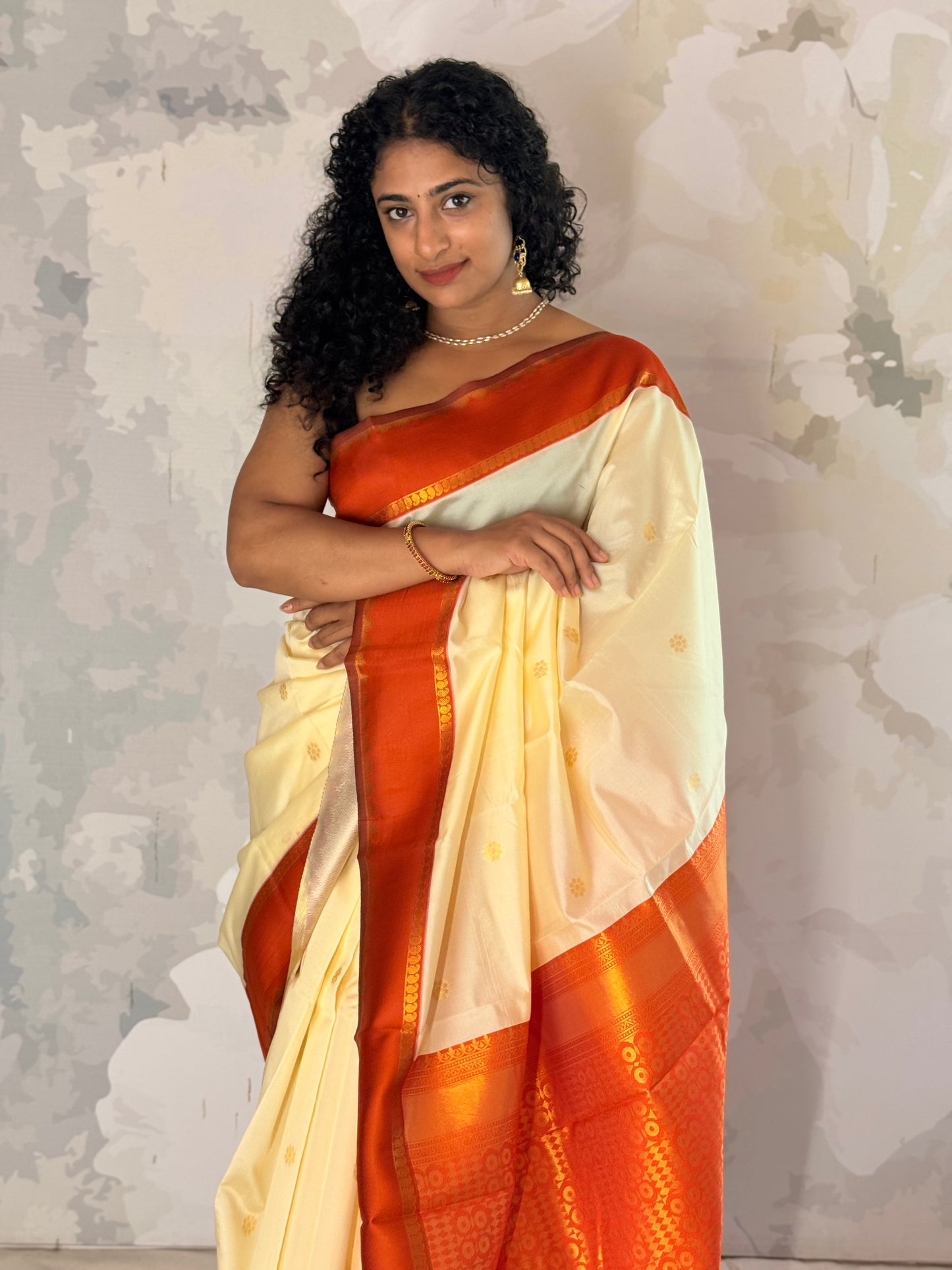Semi Silk off white saree