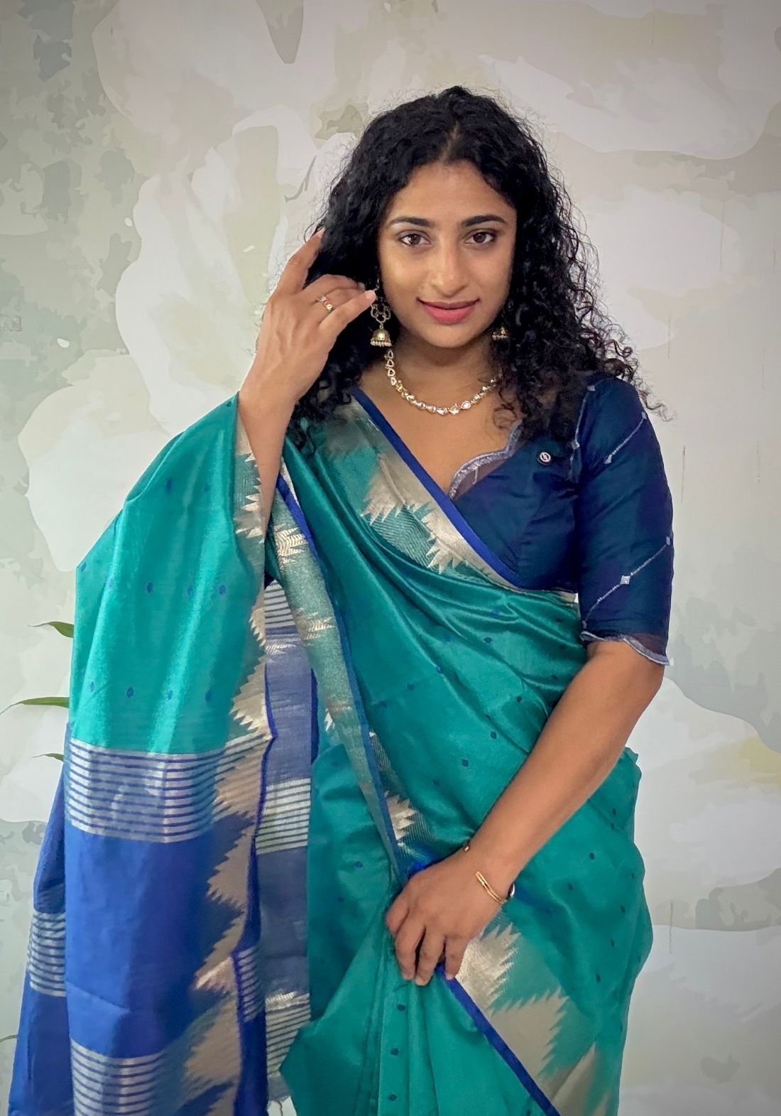 Temple saree semi silk