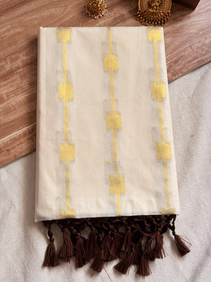 Lotus stripe  Cotton saree