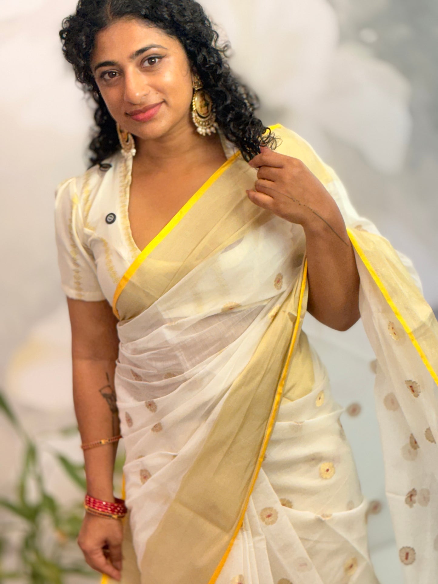 Semi Chandheri Butta saree