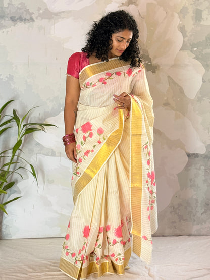 Kerala stripe Saree