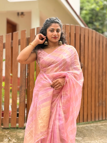 Stripe Organza saree