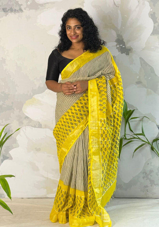 Terra cotton linen saree