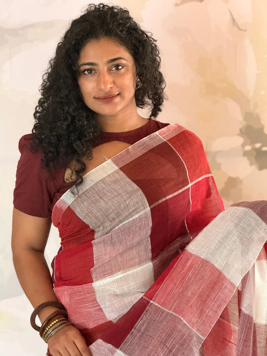 Check Linen Saree