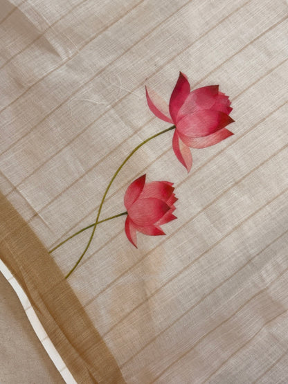 Semi linen lotus saree