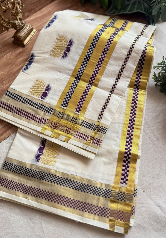 The off white Lotus saree