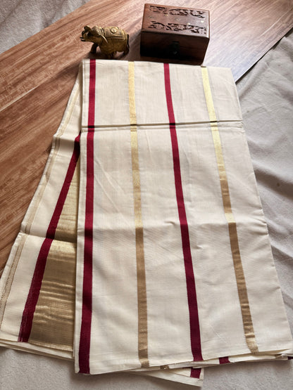 Stripe  Kerala Cotton saree