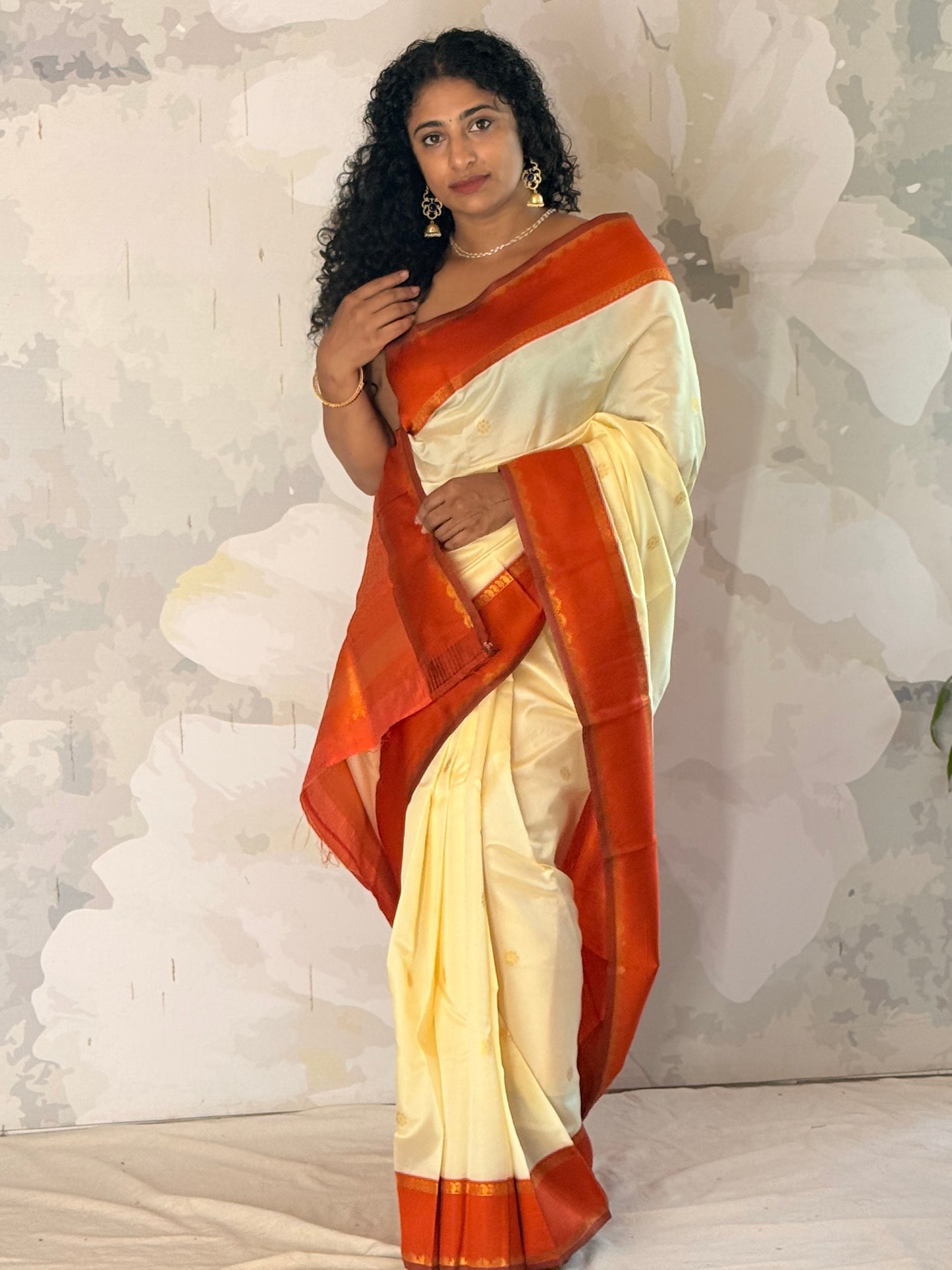 Semi Silk off white saree