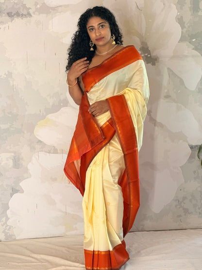 Semi Silk off white saree