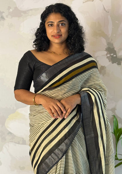 Terra cotton linen saree