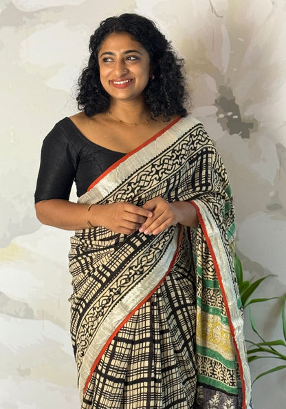 Terra cotton linen saree