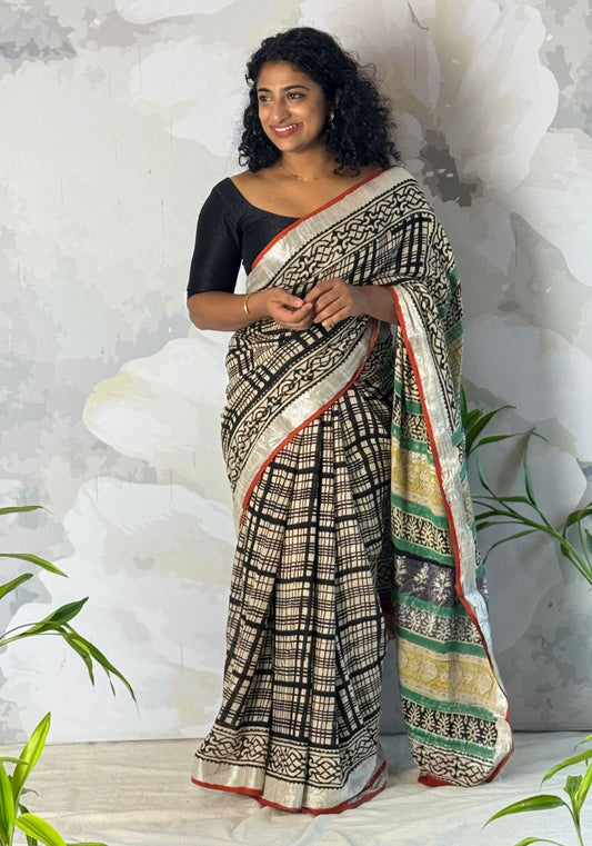 Terra cotton linen saree
