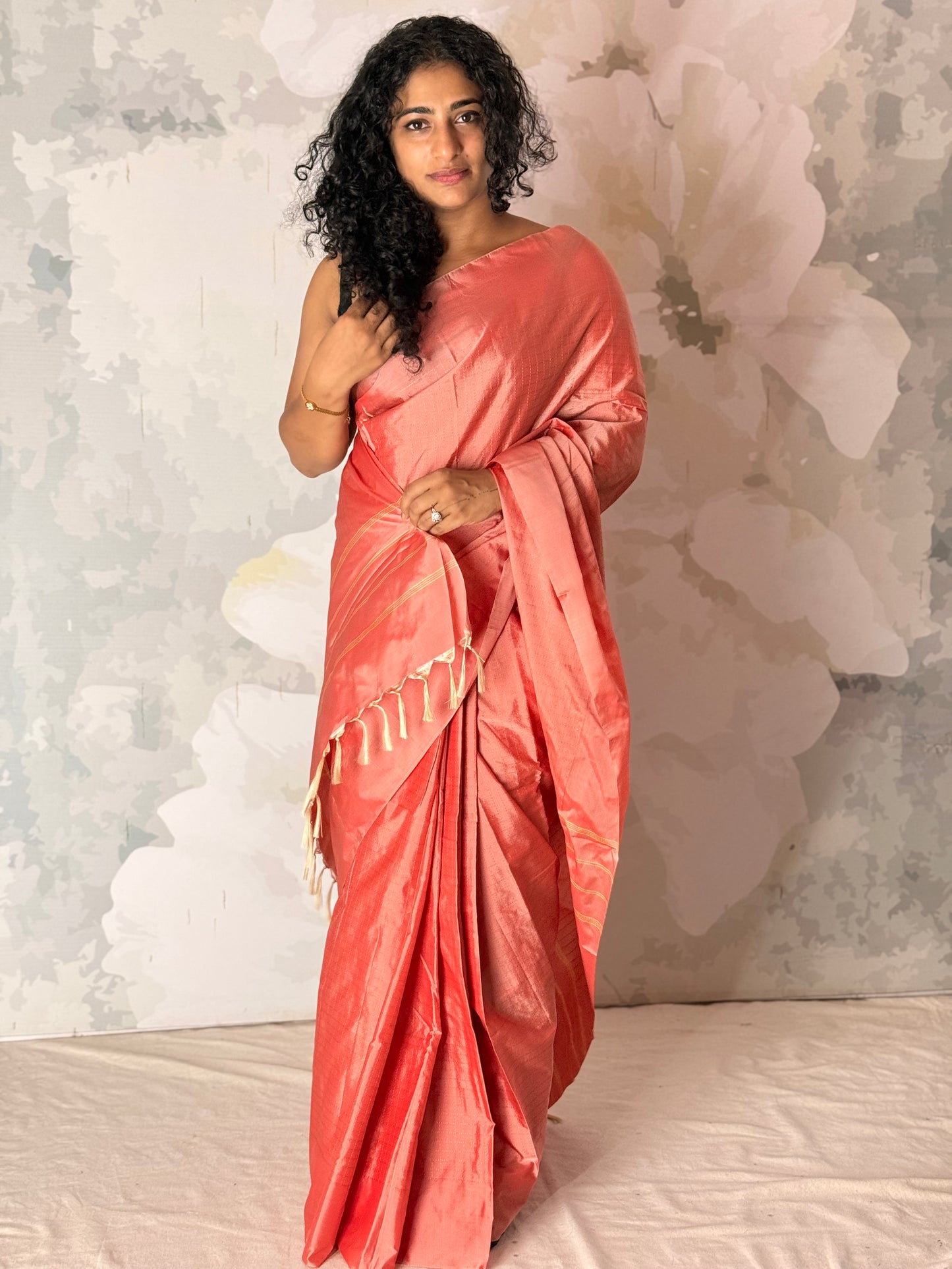Semi Silk zari check saree