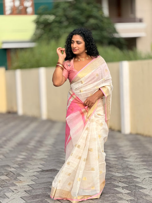 Semi Chandheri check saree