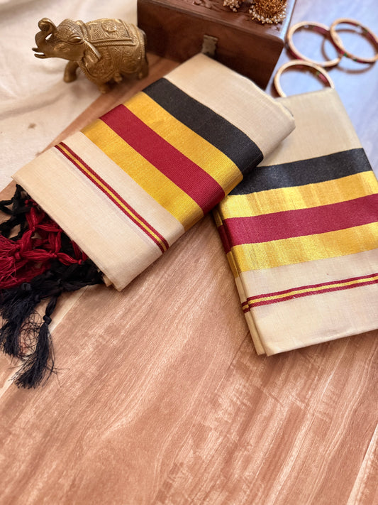 Tissue stripe  Set Mundu