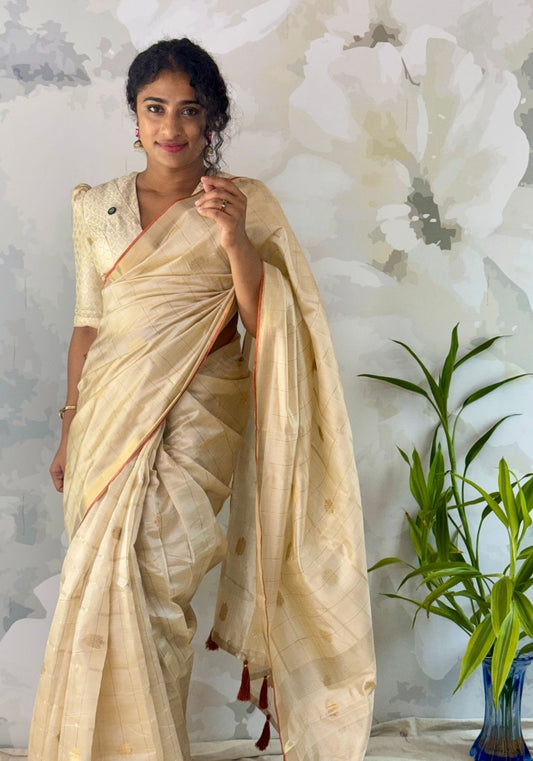 Check semi silk Saree