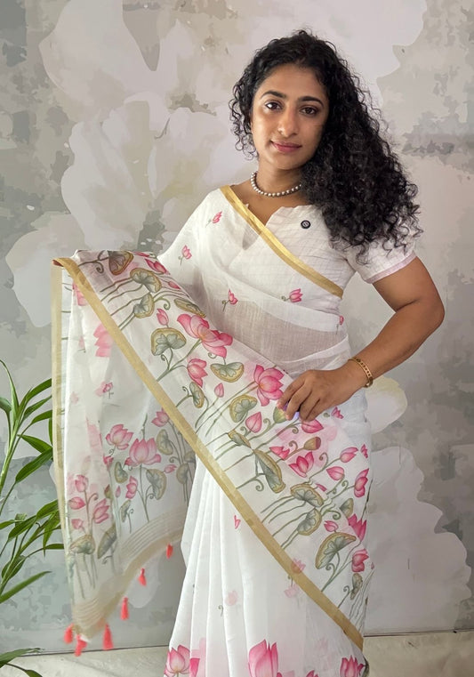 Semi Linen Pichwai sarees