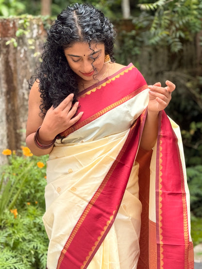 Semi Silk off white saree