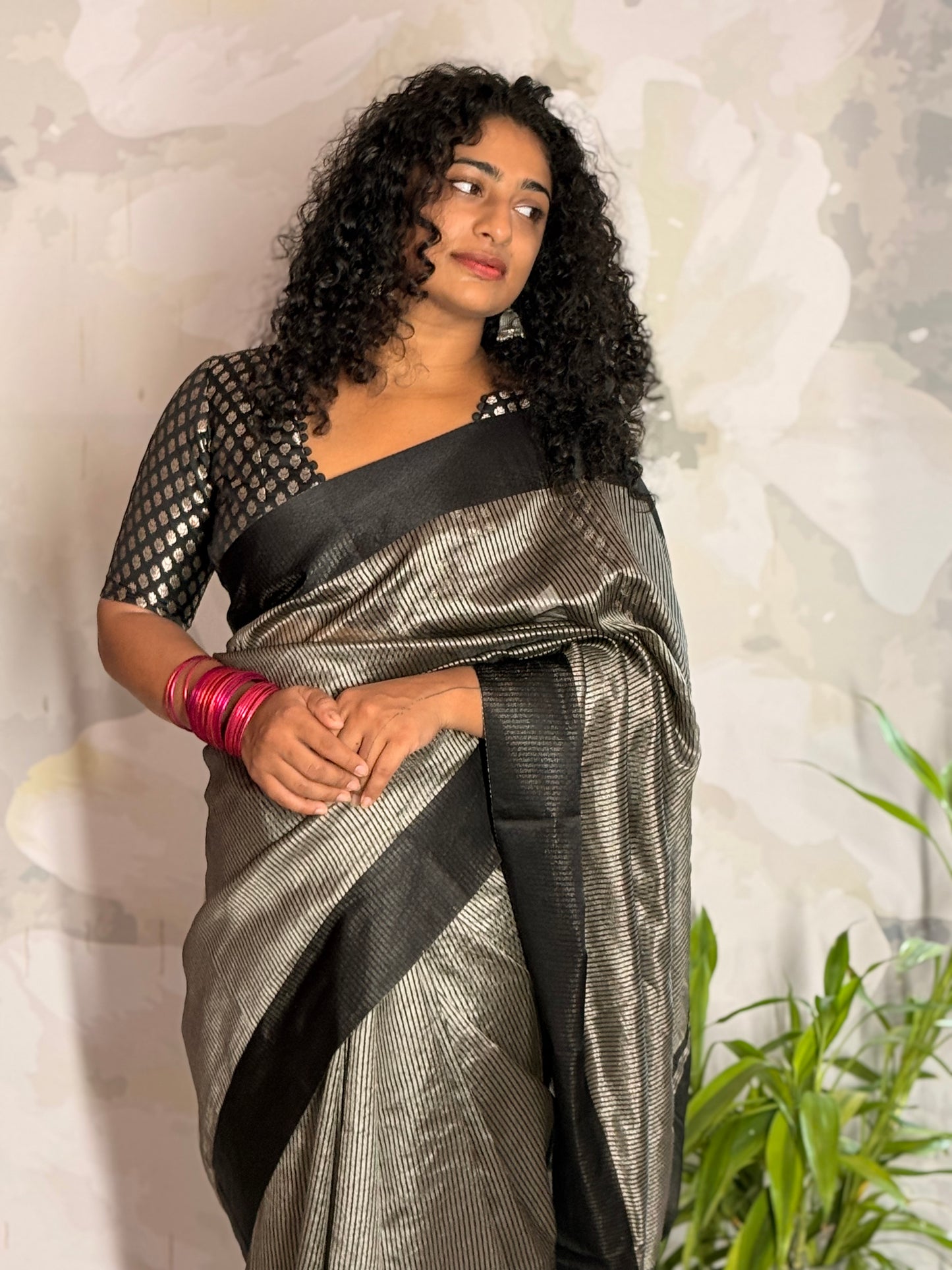 Organza stripe saree